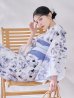 画像14: 【即日発送】水墨ニュアンスフラワー浴衣【浴衣３点セット 浴衣/帯/下駄】[OF04/HC03] (14)
