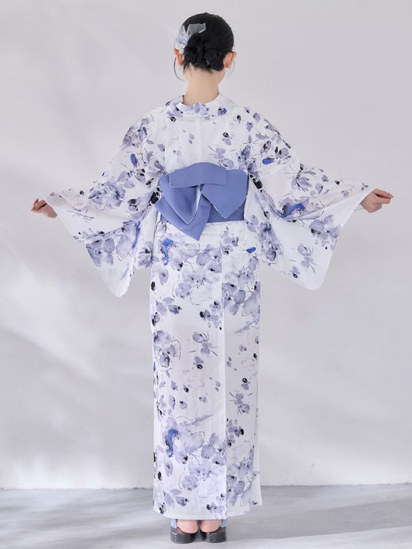 画像18: 【即日発送】水墨ニュアンスフラワー浴衣【浴衣３点セット 浴衣/帯/下駄】[OF04/HC03]