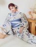 画像1: 水墨画百合柄浴衣 OBI-hira-100-ok-4-DusBL / HIMO-900-yn-5-IV  / HEKO-800-sb-8-DusBL / YA-73-kn-GY / GETA-01-kj-2-BL/ [YMT] (1)