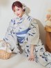 画像2: 水墨画百合柄浴衣 OBI-hira-100-ok-4-DusBL / HIMO-900-yn-5-IV  / HEKO-800-sb-8-DusBL / YA-73-kn-GY / GETA-01-kj-2-BL/ [YMT] (2)