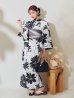 画像15: モノトーンフラワーレトロモダン浴衣 OBI-hira-100-ok-5-GYxSV / HIMO-900-yn-1-B / HEKO-800-sb-5-W / YA-1086-wk-B / GETA-01-kj-3-IV/ [YMT]