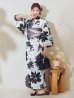 画像17: モノトーンフラワーレトロモダン浴衣 OBI-hira-100-ok-5-GYxSV / HIMO-900-yn-1-B / HEKO-800-sb-5-W / YA-1086-wk-B / GETA-01-kj-3-IV/ [YMT]