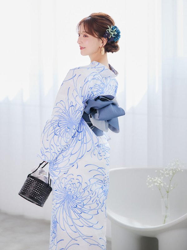 画像11: 【即日発送】白菊月の古典浴衣【浴衣３点セット 浴衣/帯/下駄】[YMT]