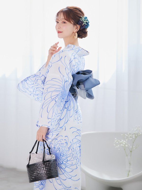 画像12: 【即日発送】白菊月の古典浴衣【浴衣３点セット 浴衣/帯/下駄】[YMT]