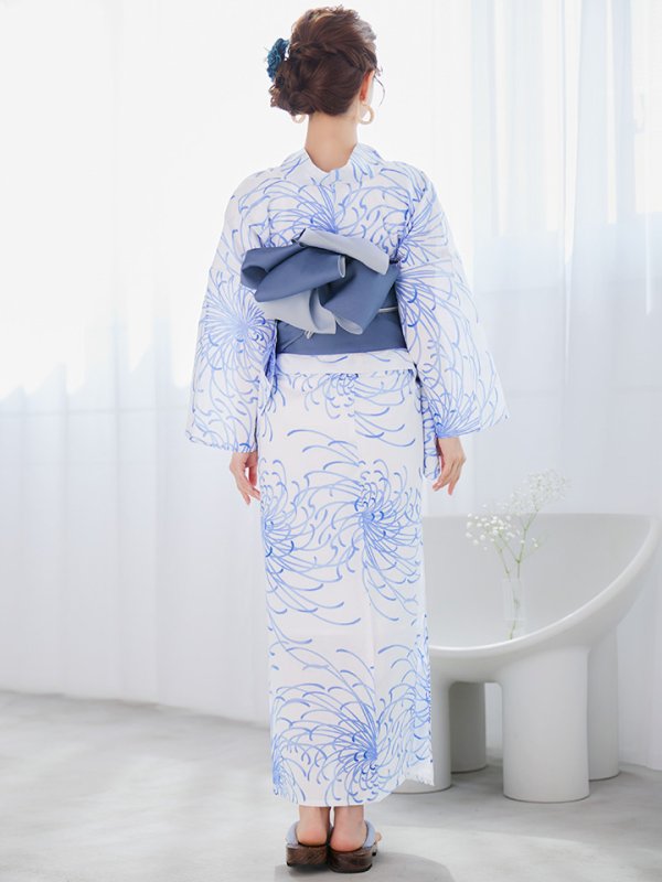 画像14: 【即日発送】白菊月の古典浴衣【浴衣３点セット 浴衣/帯/下駄】[YMT]