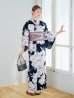 画像15: 濃紺牡丹柄浴衣【浴衣３点セット 浴衣/帯/下駄】OBI-hira-100-ok-8-PLxLPL / HIMO-900-yn-7-MOC / HEKO-800-sb-5-W / YA-948-kj-NV / GETA-01-kj-3-IV/ [YMT]