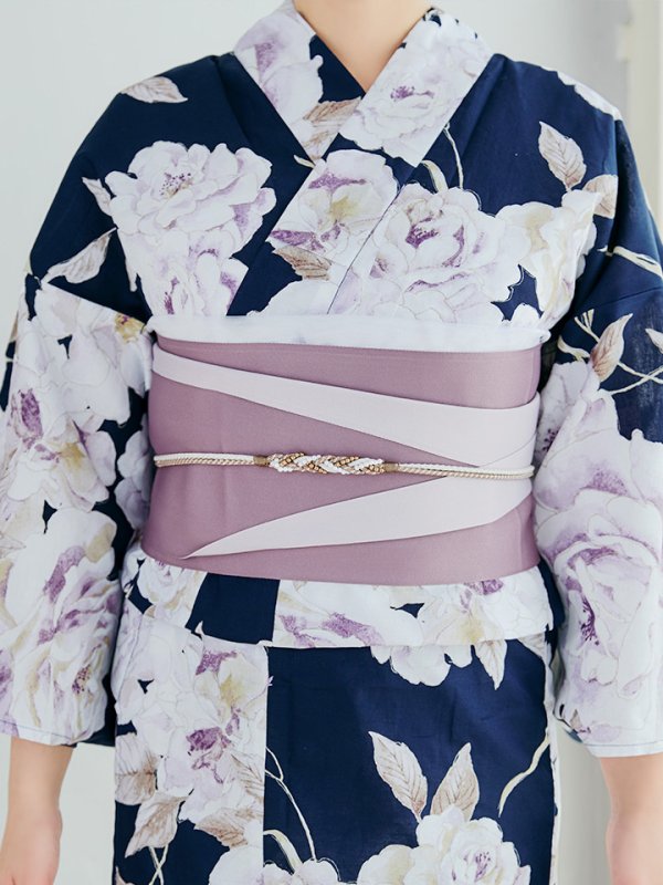 画像17: 【即日発送】濃紺牡丹柄浴衣【浴衣３点セット 浴衣/帯/下駄】[YMT]