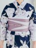 画像17: 濃紺牡丹柄浴衣【浴衣３点セット 浴衣/帯/下駄】OBI-hira-100-ok-8-PLxLPL / HIMO-900-yn-7-MOC / HEKO-800-sb-5-W / YA-948-kj-NV / GETA-01-kj-3-IV/ [YMT]