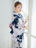 画像9: 濃紺牡丹柄浴衣【浴衣３点セット 浴衣/帯/下駄】OBI-hira-100-ok-8-PLxLPL / HIMO-900-yn-7-MOC / HEKO-800-sb-5-W / YA-948-kj-NV / GETA-01-kj-3-IV/ [YMT]