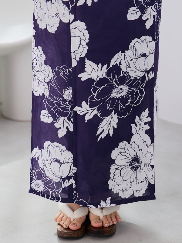 画像15: 【即日発送】スタイリッシュ牡丹モダン浴衣【浴衣３点セット 浴衣/帯/下駄】[YMT]