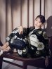 画像3: 向日葵柄黒色浴衣【浴衣３点セット 浴衣/帯/下駄】OBI-siwa-204-wk-12-OW / HIMO-900-yn-1-B / YA-1066-kj-IV / GETA-02-ok-4-MOC / [YMT]