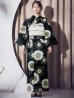 画像4: 向日葵柄黒色浴衣【浴衣３点セット 浴衣/帯/下駄】OBI-siwa-204-wk-12-OW / HIMO-900-yn-1-B / YA-1066-kj-IV / GETA-02-ok-4-MOC / [YMT]