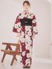 画像4: 白椿と梅の花柄浴衣【浴衣３点セット 浴衣/帯/下駄】OBI-siwa-204-wk-1-B / HIMO-902-kj-5-RosePK / / YA-1066-kj-IV / GETA-02-ok-8-RoseP/ [YMT]