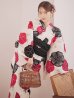画像1: 【予約 / 5月下旬発送予定】紅色と黒の朝顔柄浴衣 OBI-siwa-204-wk-1-B / HIMO-902-kj-5-RosePK / / YA-1072-kn-R / GETA-02-ok-7-R/ [yo/OF01] (1)