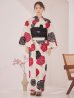 画像4: 【予約 / 5月下旬発送予定】紅色と黒の朝顔柄浴衣 OBI-siwa-204-wk-1-B / HIMO-902-kj-5-RosePK / / YA-1072-kn-R / GETA-02-ok-7-R/ [yo/OF01]