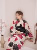 画像7: 【予約 / 5月下旬発送予定】紅色と黒の朝顔柄浴衣 OBI-siwa-204-wk-1-B / HIMO-902-kj-5-RosePK / / YA-1072-kn-R / GETA-02-ok-7-R/ [yo/OF01]