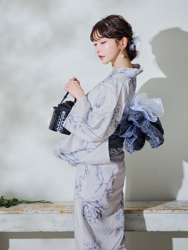 画像10: 【即日発送】【Riuコラボ】ブルーローズ浴衣【浴衣３点セット 浴衣/帯/下駄】[YMT]