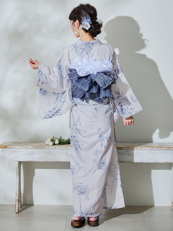 画像15: 【即日発送】【Riuコラボ】ブルーローズ浴衣【浴衣３点セット 浴衣/帯/下駄】[YMT]