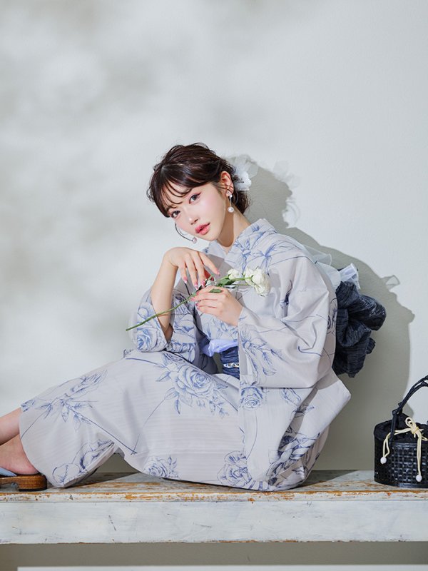 画像5: 【即日発送】【Riuコラボ】ブルーローズ浴衣【浴衣３点セット 浴衣/帯/下駄】[YMT]