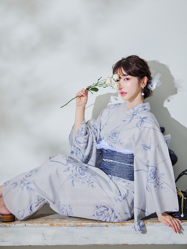 画像6: 【即日発送】【Riuコラボ】ブルーローズ浴衣【浴衣３点セット 浴衣/帯/下駄】[YMT]