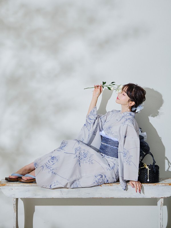 画像7: 【即日発送】【Riuコラボ】ブルーローズ浴衣【浴衣３点セット 浴衣/帯/下駄】[YMT]