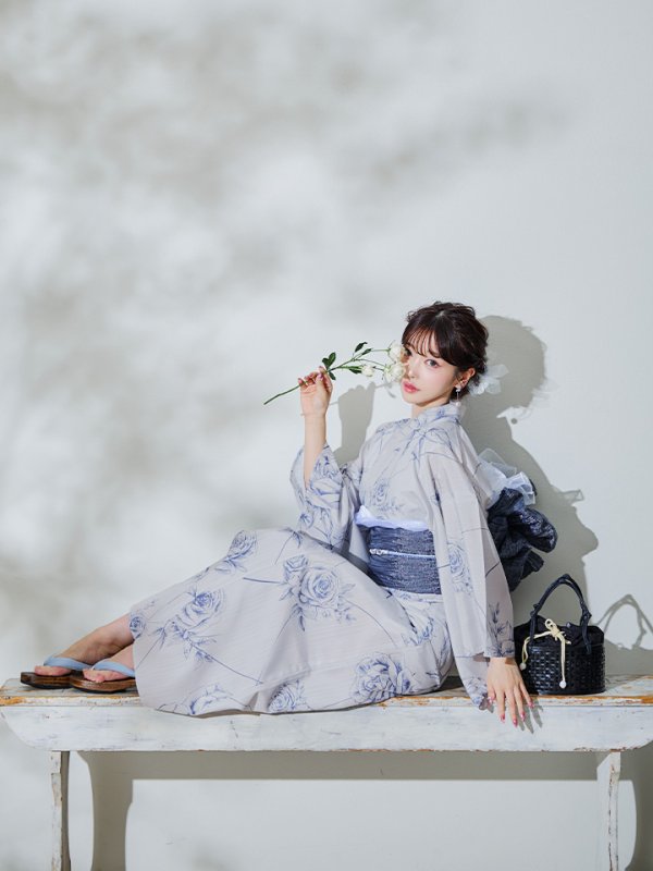 画像8: 【即日発送】【Riuコラボ】ブルーローズ浴衣【浴衣３点セット 浴衣/帯/下駄】[YMT]