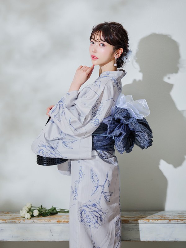 画像9: 【即日発送】【Riuコラボ】ブルーローズ浴衣【浴衣３点セット 浴衣/帯/下駄】[YMT]