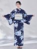 画像9: 送料無料！ネイビーリリーフラワー浴衣【浴衣３点セット 浴衣/帯/下駄】[OF04]【予約 / 5月下旬発送予定】 (9)