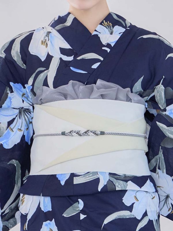 画像15: 送料無料！ネイビーリリーフラワー浴衣【浴衣３点セット 浴衣/帯/下駄】[OF04]【予約 / 5月下旬発送予定】