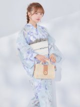 【即日発送】ブルーブルームフラワー浴衣【浴衣３点セット 浴衣/帯/下駄】[OF04]