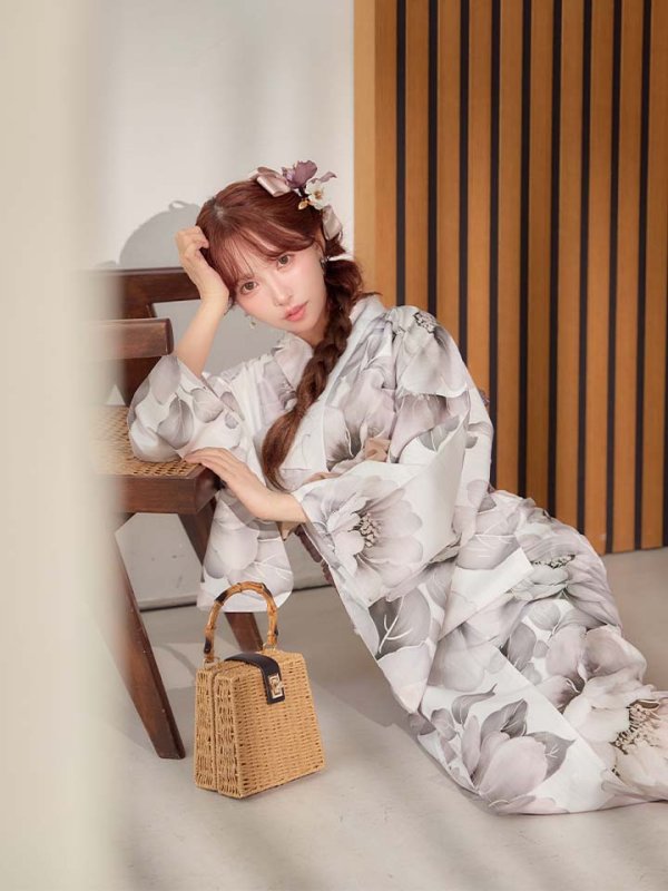 画像11: 送料無料！グレージュニュアンスピオニー浴衣【浴衣３点セット 浴衣/帯/下駄】[OF04]【予約 / 4月上旬発送予定】