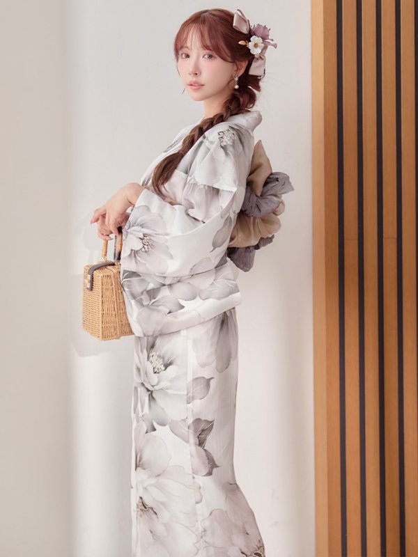 画像3: 送料無料！グレージュニュアンスピオニー浴衣【浴衣３点セット 浴衣/帯/下駄】[OF04]【予約 / 4月上旬発送予定】