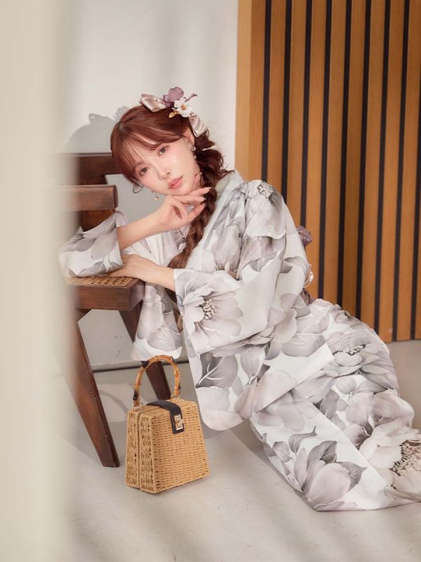 画像19: 送料無料！グレージュニュアンスピオニー浴衣【浴衣３点セット 浴衣/帯/下駄】[OF04]【予約 / 4月上旬発送予定】