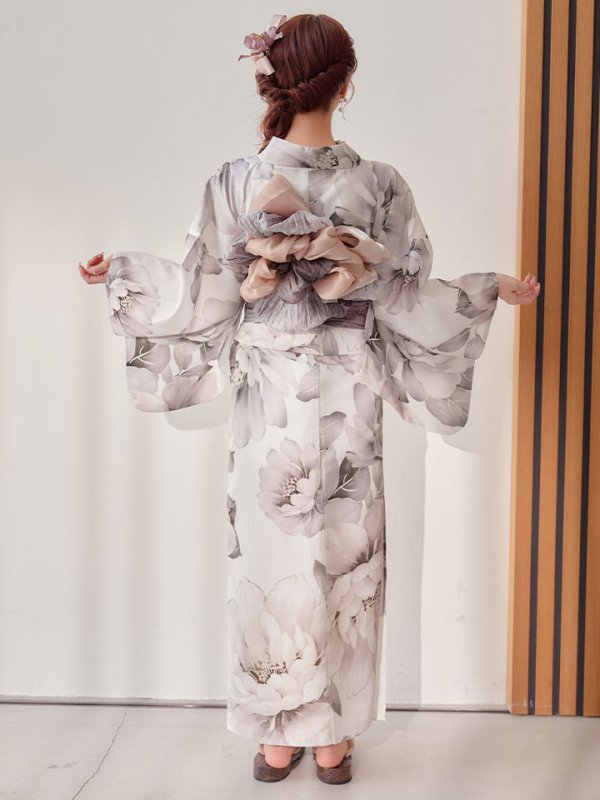 画像25: 送料無料！グレージュニュアンスピオニー浴衣【浴衣３点セット 浴衣/帯/下駄】[OF04]【予約 / 4月上旬発送予定】