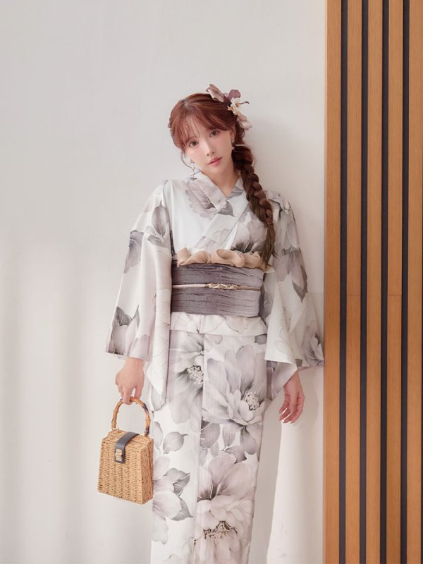 画像7: 送料無料！グレージュニュアンスピオニー浴衣【浴衣３点セット 浴衣/帯/下駄】[OF04]【予約 / 4月上旬発送予定】