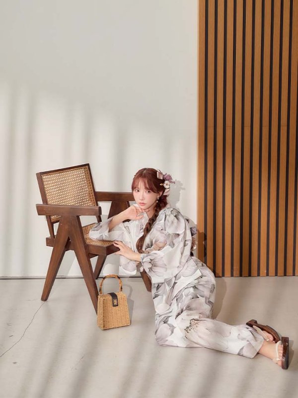 画像8: 送料無料！グレージュニュアンスピオニー浴衣【浴衣３点セット 浴衣/帯/下駄】[OF04]【予約 / 4月上旬発送予定】