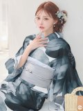 【即日発送】送料無料！水彩ブルーフラワー浴衣【浴衣３点セット 浴衣/帯/下駄】[OF04]