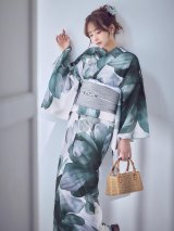 送料無料！水彩ブルーフラワー浴衣【浴衣３点セット 浴衣/帯/下駄】[OF04]【予約 / 4月上旬発送予定】