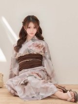 【即日発送】送料無料！ソフトピンクブロッサム浴衣【浴衣３点セット 浴衣/帯/下駄】[OF04]