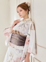 【即日発送】パステルミックス×ホワイト浴衣【浴衣３点セット 浴衣/帯/下駄】[OF04]