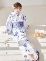 【即日発送】蒼花牡丹浴衣【浴衣３点セット 浴衣/帯/下駄】[OF04]