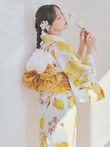 【即日発送】イエローブロッサム浴衣【浴衣３点セット 浴衣/帯/下駄】[OF04]