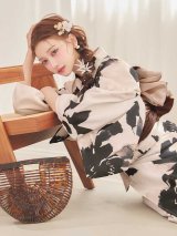 【即日発送】墨の華浴衣【浴衣３点セット 浴衣/帯/下駄】[OF04]