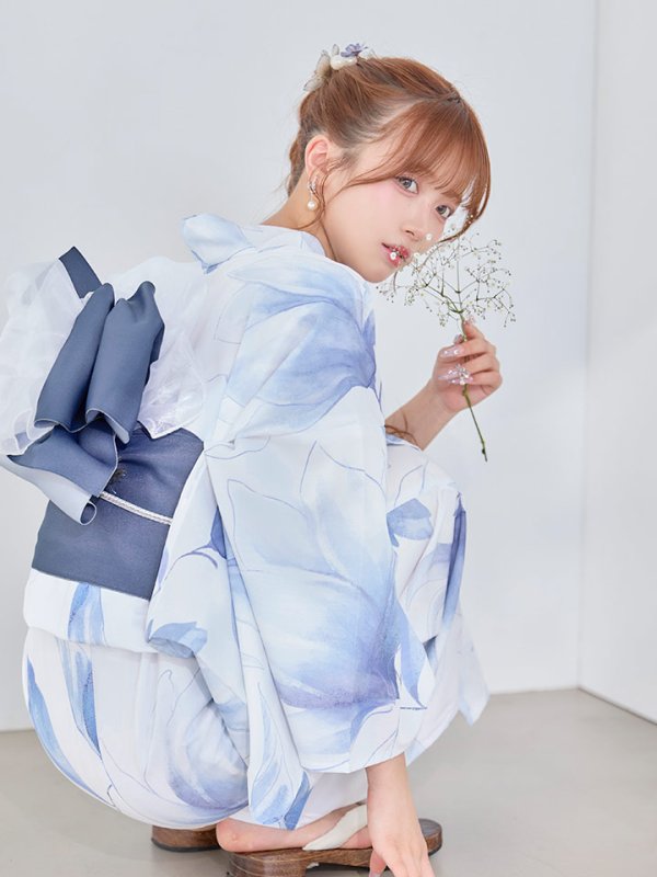 画像13: 【即日発送】凛と咲く清涼蒼花浴衣【浴衣３点セット 浴衣/帯/下駄】[OF04]