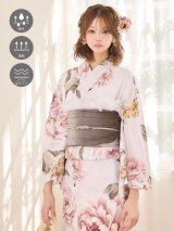【即日発送】【吸水速乾浴衣】クラシックフラワー浴衣【浴衣３点セット 浴衣/帯/下駄】[OF04]