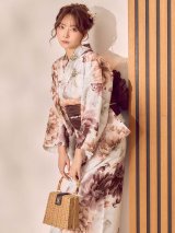 送料無料！【即日発送】ソフトブラウン浴衣【浴衣３点セット 浴衣/帯/下駄】[OF04]