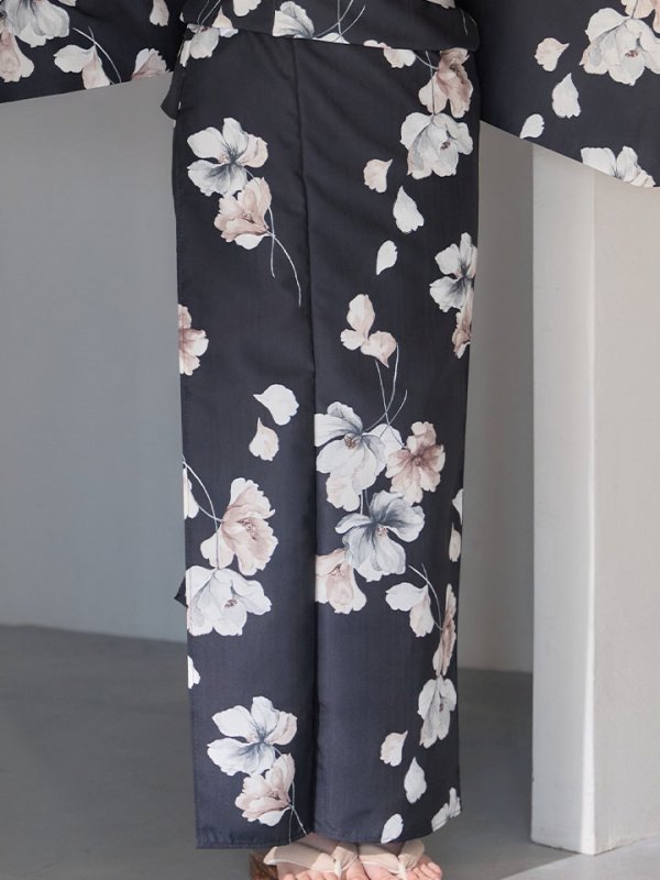 画像18: 送料無料！【即日発送】フローラルブラック浴衣【浴衣３点セット 浴衣/帯/下駄】[OF04]