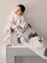 送料無料！メロウグレーピオニー浴衣【浴衣３点セット 浴衣/帯/下駄】[OF04]【予約 / 6月上旬発送予定】