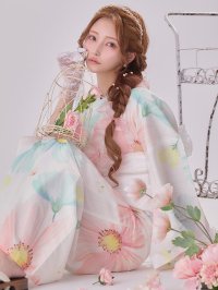 【即日発送】送料無料！MIXフローラ浴衣【浴衣３点セット 浴衣/帯/下駄】[OF04]ジャングル東京まみコラボ浴衣
