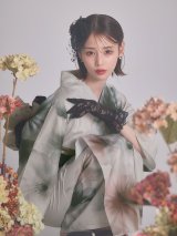 送料無料！水彩ニュアンスグレーコスモス浴衣【浴衣３点セット 浴衣/帯/下駄】[OF04]【予約 / 4月下旬発送予定】